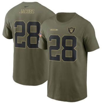 Men's Las Vegas Raiders #28 Josh Jacobs 2021 Olive Salute To Service Legend Performance T-Shirt Men's Las Vegas Raiders #28 Josh Jacobs 2021 Olive Salute To Service Legend Performance T-Shirt