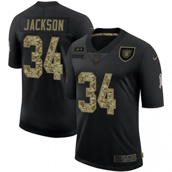 Men's Las Vegas Raiders #34 Bo Jackson Black Camo Salute To Service Limited Stitched Jersey Men's Las Vegas Raiders #34 Bo Jackson Black Camo Salute To Service Limited Stitched Jersey