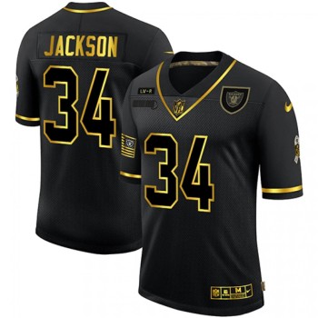 Men's Las Vegas Raiders #34 Bo Jackson Black/Gold Salute To Service Limited Stitched Jersey Men's Las Vegas Raiders #34 Bo Jackson Black/Gold Salute To Service Limited Stitched Jersey