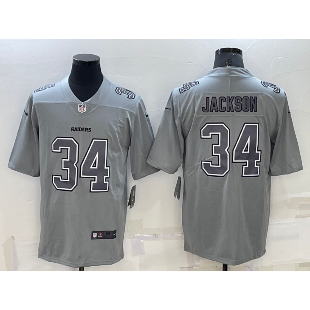 Men's Las Vegas Raiders #34 Bo Jackson Grey Atmosphere Fashion Stitched Jersey