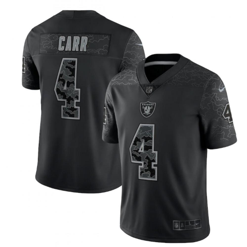 Men's Las Vegas Raiders #4 Derek Carr Black Reflective Limited Stitched Football Jersey