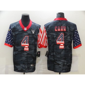 Men's Las Vegas Raiders #4 Derek Carr Camo USA Flag Limited Stitched Jersey Men's Las Vegas Raiders #4 Derek Carr Camo USA Flag Limited Stitched Jersey