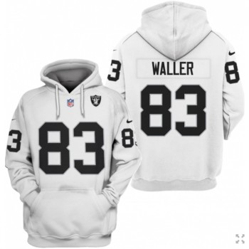 Men's Las Vegas Raiders #83 Darren Waller 2021 White Pullover Hoodie Men's Las Vegas Raiders #83 Darren Waller 2021 White Pullover Hoodie