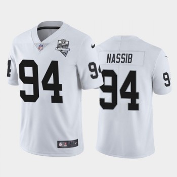 Men's Las Vegas Raiders #94 Carl Nassib White 2020 Inaugural Season Vapor Limited Stitched Jersey Men's Las Vegas Raiders #94 Carl Nassib White 2020 Inaugural Season Vapor Limited Stitched Jersey