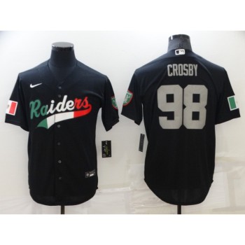 Men's Las Vegas Raiders #98 Maxx Crosby Black Mexico Stitched Jersey Men's Las Vegas Raiders #98 Maxx Crosby Black Mexico Stitched Jersey
