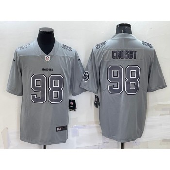 Men's Las Vegas Raiders #98 Maxx Crosby With Patch Grey Atmosphere Fashion Stitched Jersey Men's Las Vegas Raiders #98 Maxx Crosby With Patch Grey Atmosphere Fashion Stitched Jersey