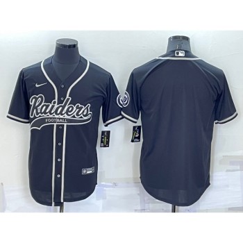 Men's Las Vegas Raiders Blank Black Cool Base Stitched Baseball Jersey Men's Las Vegas Raiders Blank Black Cool Base Stitched Baseball Jersey