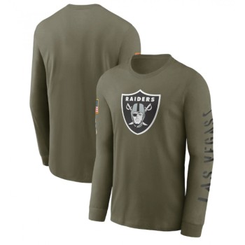 Men's Las Vegas Raiders Olive 2022 Salute to Service Long Sleeve T-Shirt Men's Las Vegas Raiders Olive 2022 Salute to Service Long Sleeve T-Shirt