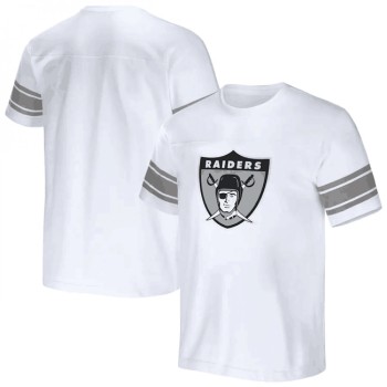 Men's Las Vegas Raiders White x Darius Rucker Collection Football Striped T-Shirt Men's Las Vegas Raiders White x Darius Rucker Collection Football Striped T-Shirt