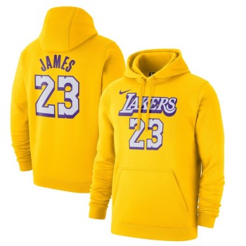 Men's Los Angeles #23 Lakers LeBron James Gold City Edition Name & Number Pullover Hoodie Men's Los Angeles #23 Lakers LeBron James Gold City Edition Name & Number Pullover Hoodie