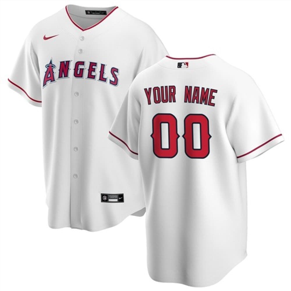 Youth Los Angeles Angels White Stitched Baseball Custom Jersey