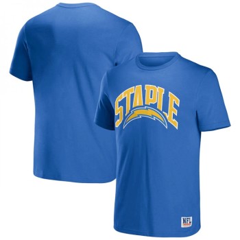 Men's Los Angeles Chargers x Staple Light Blue  Logo Lockup T-Shirt