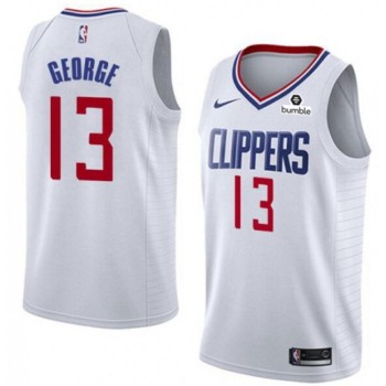 Men's Los Angeles Clippers #13 Paul George White Stitched NBA Jersey