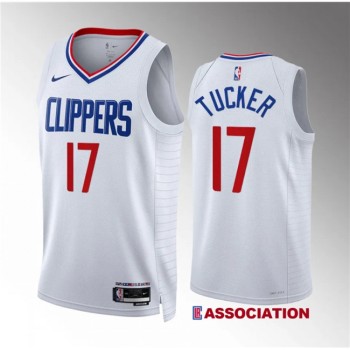 Men's Los Angeles Clippers #17 P.j. Tucker White Association Edition Stitched Jersey