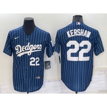 Men's Los Angeles Dodgers #22 Clayton Kershaw Navy Cool Base Stitched Baseball Jersey
