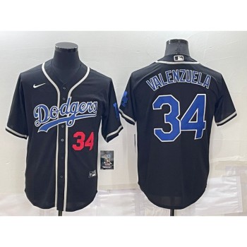 Men's Los Angeles Dodgers #34 Toro Valenzuela Black Cool Base Stitched Baseball Jersey Men's Los Angeles Dodgers #34 Toro Valenzuela Black Cool Base Stitched Baseball Jersey