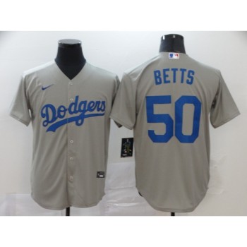 Men's Los Angeles Dodgers #50 Mookie Betts Grey Cool Base Stitched MLB Jersey