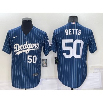 Men's Los Angeles Dodgers #50 Mookie Betts Navy Cool Base Stitched Baseball Jersey
