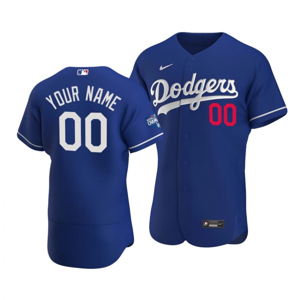 Youth Los Angeles Dodgers Royal 2020 World Series Champions Home Patch Flex Base Custom Jersey