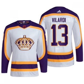Men's Los Angeles Kings #13 Gabriel Vilardi White 2022 Reverse Retro Stitched Jersey Men's Los Angeles Kings #13 Gabriel Vilardi White 2022 Reverse Retro Stitched Jersey