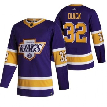 Men's Los Angeles Kings #32 Jonathan Quick Purple 2020-21 Reverse Retro Stitched Jersey Men's Los Angeles Kings #32 Jonathan Quick Purple 2020-21 Reverse Retro Stitched Jersey