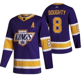 Men's Los Angeles Kings #8 Drew Doughty Purple 2020-21 Reverse Retro Stitched Jersey Men's Los Angeles Kings #8 Drew Doughty Purple 2020-21 Reverse Retro Stitched Jersey