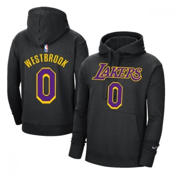 Men's Los Angeles Lakers #0 Russell Westbrook 2021 Black Pullover Hoodie Men's Los Angeles Lakers #0 Russell Westbrook 2021 Black Pullover Hoodie