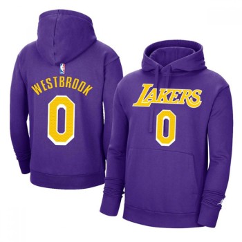 Men's Los Angeles Lakers #0 Russell Westbrook 2021 Purple Pullover Hoodie Men's Los Angeles Lakers #0 Russell Westbrook 2021 Purple Pullover Hoodie