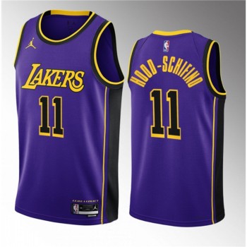 Men's Los Angeles Lakers #11 Jalen Hood-Schifino Purple 2023 Draft Statement Edition Stitched Basketball Jersey