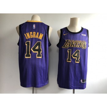 Men's Los Angeles Lakers #14 Brandon Ingram Purple 2018/19 City Edition Swingman Stitched NBA Jersey