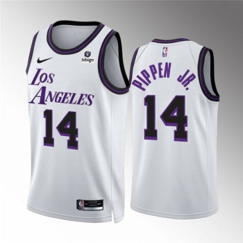 Men's Los Angeles Lakers #14 Scottie Pippen Jr. White City Edition Stitched Basketball Jersey Men's Los Angeles Lakers #14 Scottie Pippen Jr. White City Edition Stitched Basketball Jersey