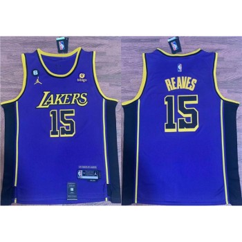 Men's Los Angeles Lakers #15 Austin Reaves Purple With NO.6 Patch Stitched Basketball Jersey