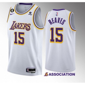 Men's Los Angeles Lakers #15 Austin Reaves White Association Edition With NO.6 Patch Stitched Basketball Jersey 001 Men's Los Angeles Lakers #15 Austin Reaves White Association Edition With NO.6 Patch Stitched Basketball Jersey 001