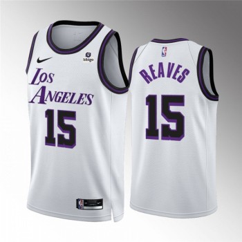 Men's Los Angeles Lakers #15 Austin Reaves White City Edition Stitched Basketball Jersey Men's Los Angeles Lakers #15 Austin Reaves White City Edition Stitched Basketball Jersey