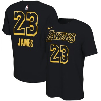 Men's Los Angeles Lakers 2020 Black #23 LeBron James Restart Name & Number T-Shirt Men's Los Angeles Lakers 2020 Black #23 LeBron James Restart Name & Number T-Shirt