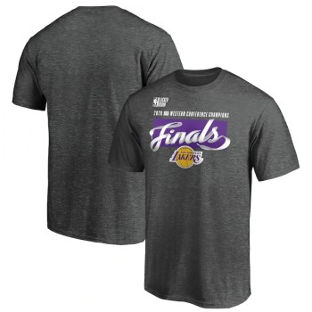 Men's Los Angeles Lakers 2020 Heather Charcoal Western Conference Champions Locker Room T-Shirt Men's Los Angeles Lakers 2020 Heather Charcoal Western Conference Champions Locker Room T-Shirt