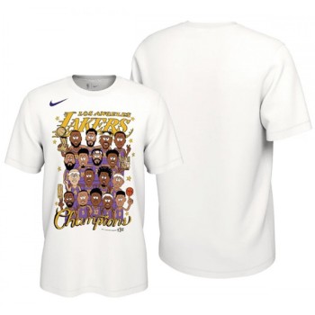 Men's Los Angeles Lakers 2020 White Finals Champions T-Shirt Men's Los Angeles Lakers 2020 White Finals Champions T-Shirt
