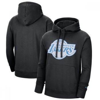 Men's Los Angeles Lakers 2021 Black City Edition Essential Logo Fleece Pullover Hoodie Men's Los Angeles Lakers 2021 Black City Edition Essential Logo Fleece Pullover Hoodie