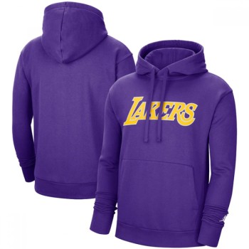 Men's Los Angeles Lakers 2021 Purple City Edition Essential Logo Fleece Pullover Hoodie Men's Los Angeles Lakers 2021 Purple City Edition Essential Logo Fleece Pullover Hoodie