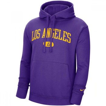 Men's Los Angeles Lakers 2021 Purple Heritage Essential Pullover Hoodie Men's Los Angeles Lakers 2021 Purple Heritage Essential Pullover Hoodie