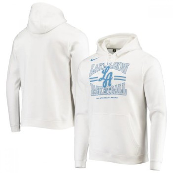 Men's Los Angeles Lakers 2021 White City Edition Story Club Pullover Hoodie Men's Los Angeles Lakers 2021 White City Edition Story Club Pullover Hoodie
