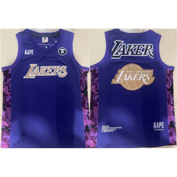 Men's Los Angeles Lakers 2022 Purple Big Team Logo Swingman Jersey