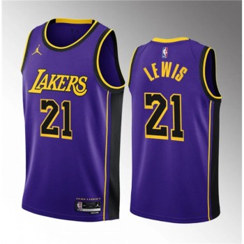 Men's Los Angeles Lakers #21 Maxwell Lewis Purple 2023 Draft Statement Edition Stitched Basketball Jersey Men's Los Angeles Lakers #21 Maxwell Lewis Purple 2023 Draft Statement Edition Stitched Basketball Jersey