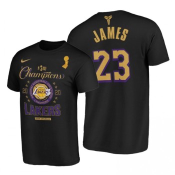 Men's Los Angeles Lakers #23 LeBron James 2020 Black Finals Champions Locker Room T-Shirt Men's Los Angeles Lakers #23 LeBron James 2020 Black Finals Champions Locker Room T-Shirt