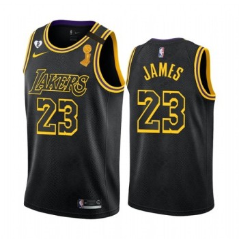 Men's Los Angeles Lakers #23 LeBron James 2020 Black NBA Finals Champions With Gigi Patch Mamba Stitched Jersey Men's Los Angeles Lakers #23 LeBron James 2020 Black NBA Finals Champions With Gigi Patch Mamba Stitched Jersey