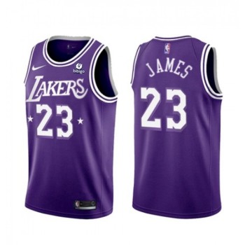 Men's Los Angeles Lakers #23 LeBron James 2021/22 City Edition Purple Stitched Jersey Men's Los Angeles Lakers #23 LeBron James 2021/22 City Edition Purple Stitched Jersey