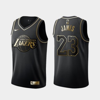 Men's Los Angeles Lakers #23 LeBron James Black 2019 Golden Edition Stitched NBA Jersey Men's Los Angeles Lakers #23 LeBron James Black 2019 Golden Edition Stitched NBA Jersey