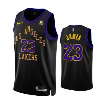 Men's Los Angeles Lakers #23 LeBron James Black 2023/24 City Edition Stitched Basketball Jersey Men's Los Angeles Lakers #23 LeBron James Black 2023/24 City Edition Stitched Basketball Jersey