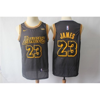 Men's Los Angeles Lakers #23 LeBron James Black City Edition Swingman Stitched Jersey Men's Los Angeles Lakers #23 LeBron James Black City Edition Swingman Stitched Jersey
