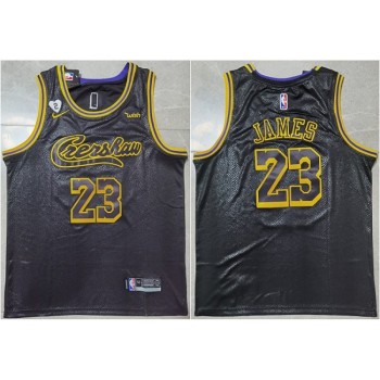 Men's Los Angeles Lakers #23 LeBron James Black Jersey With GiGi Patch Stitched Jersey Men's Los Angeles Lakers #23 LeBron James Black Jersey With GiGi Patch Stitched Jersey